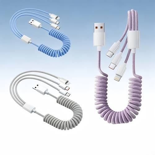 3in1 three charging cable suitable for iphone6 17 huawei xiaomi mobile phone data cable type c 3 in 1 charging cable