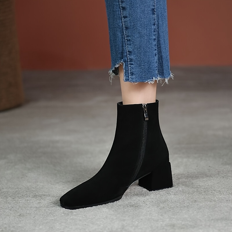 Botas Mujer Botines Terciopelo Mujer Con Tacon Grueso Botines