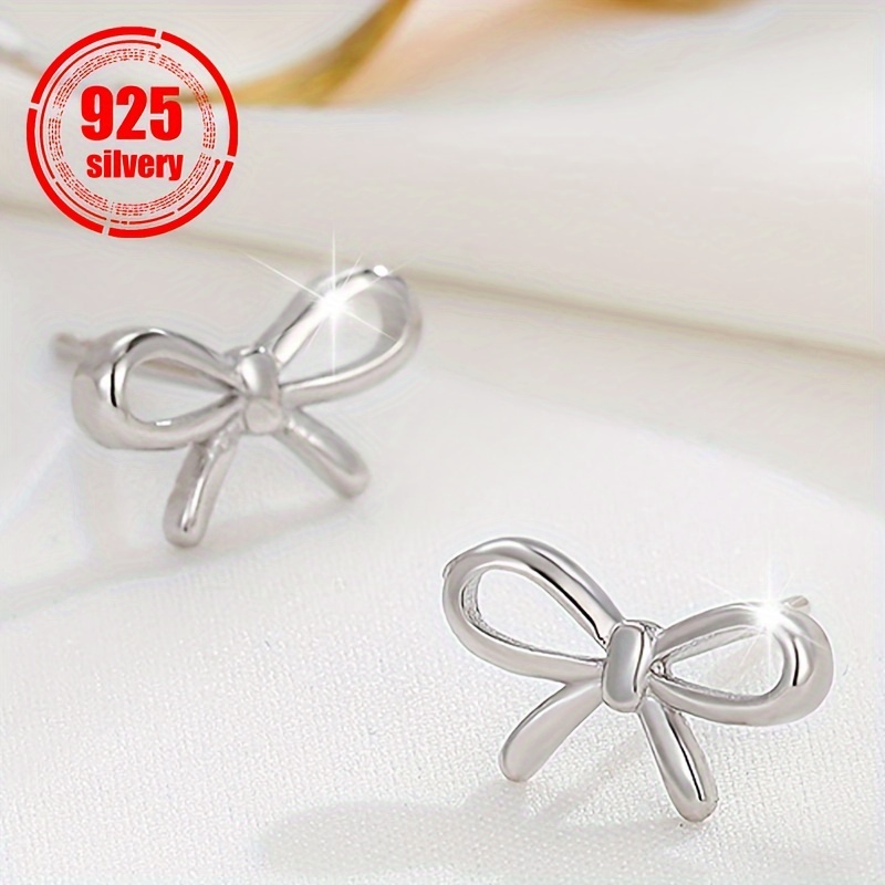 2pcs Women's Bow Earrings, 925 Sterling Silver