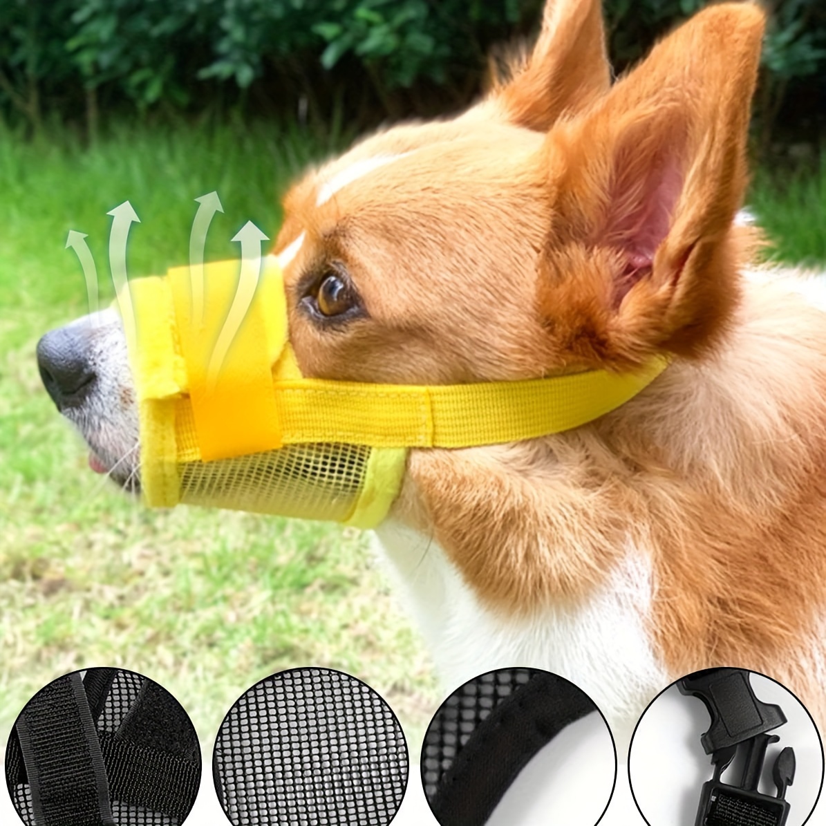 nylon dog muzzle adjustable mesh mouth guard small dogs anti Temu