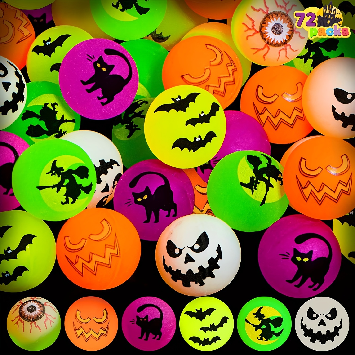 

Glowing Halloween Balls: Fun Favor Supplies For Parties, Classroom Games, And Trick-or-treat - No Power Required, Suitable For Ages 8+ - Rubber Material