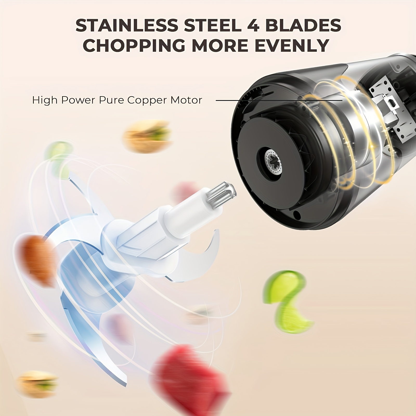   food processors with 2 bowls meat grinder 4 bi level blades mini electric food chopper 450w for baby food meat onion vegetable chopper 2 speed 8 cup and 8 cup christmas gifts Product details 6