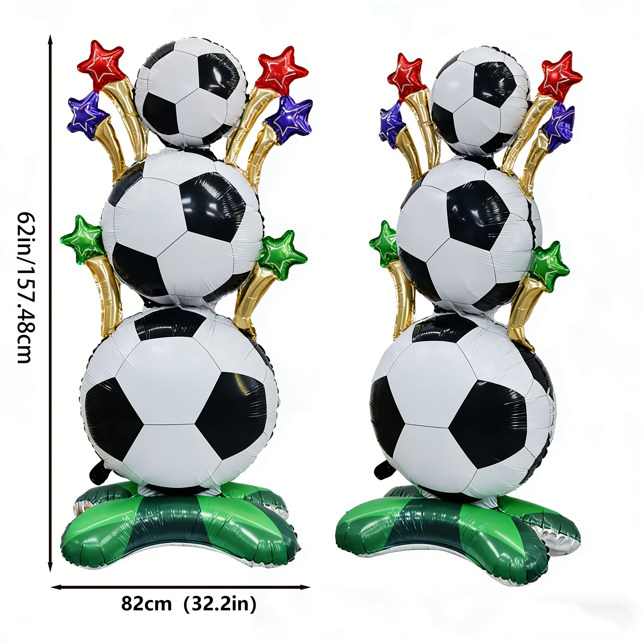 TEMU 2pcs, Large 62-inch Standing Football Pile Aluminum Foil Balloon, Large Football Trophy Decoration Balloon, Suitable For Sports Meeting Theme,