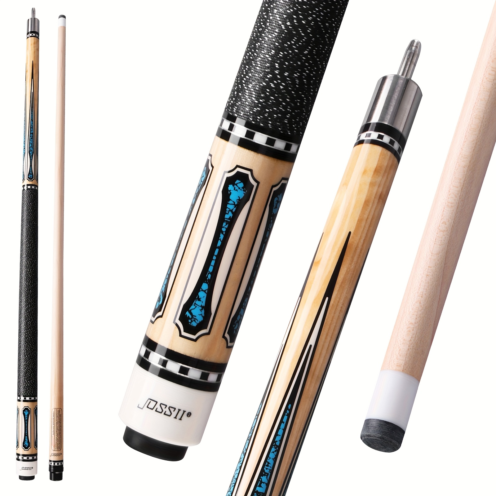 TEMU Jossii 58" Pool Cue Stick For Adults, Professional Billiard Cue Sticks With 12.5mm Tip, Canadian Pool Table Sticks Weight From 19oz, 19.5oz, 20oz, Pool Stick Great For House Bar, Club