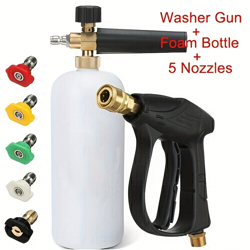 

1 Set High Machine Water , M22-14 Pure Copper Valve Car Washing Water , 1/4" Quick Connect 4350psi + Nozzle High , Snow Foam Bottle, Watering Equipment