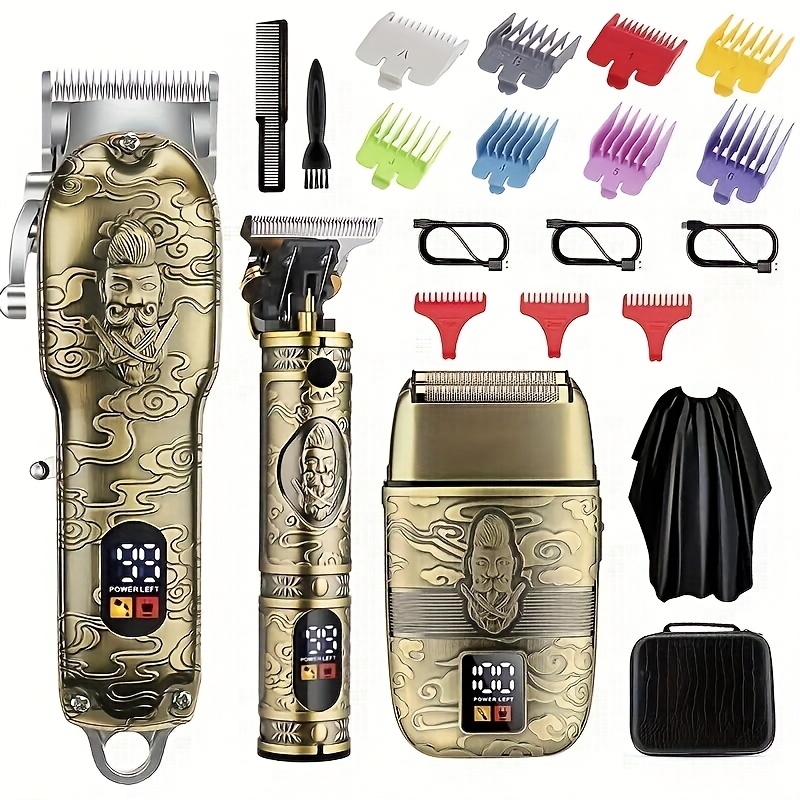 TEMU Gsky Professional Men's Hair Clippers Cordless Men's Hair Clippers And Grooming Sets Electric Razors Hair Clippers And Trimmers Sets Hair Cutting Sets Lcd Display
