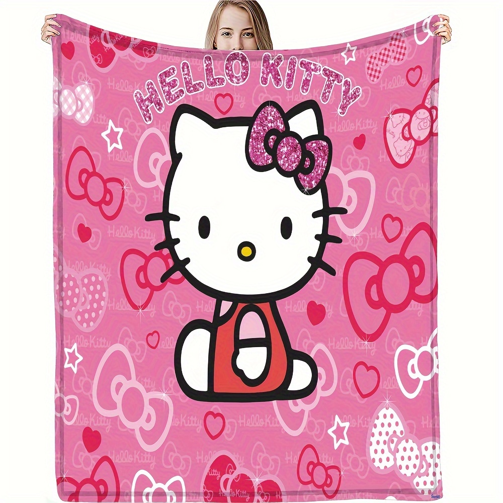 

1pc Hello Kitty Flannel Blanket, Gift Blanket Soft And Comfortable Throw Blanket For Girls Women, Suitable For Adults At Home Picnic Travel