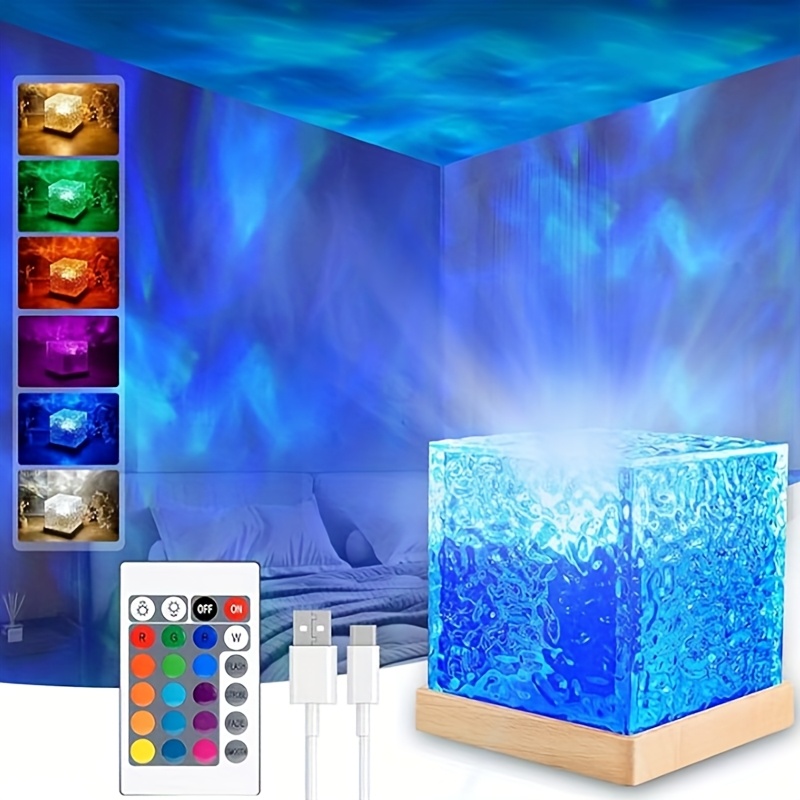TEMU Cube-shaped Ambient Light Featuring A Wave-, Usb, Adjustable In Multiple Colors, And Comes With A Remote Control, Ideal For Use In Bedrooms, Living Rooms, And Other Environments