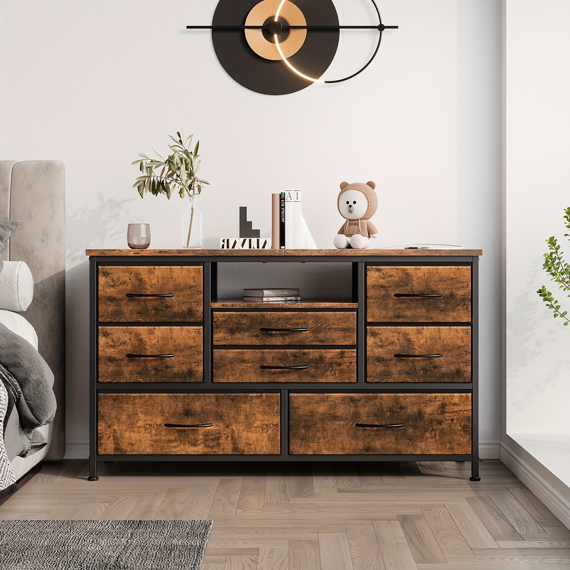 

Long Dresser With 8 Large Drawers For 55'' Stand, Long Dresser For Bedroom With 8 Deep Drawers For Storage In Closet, Living Room, Entryway