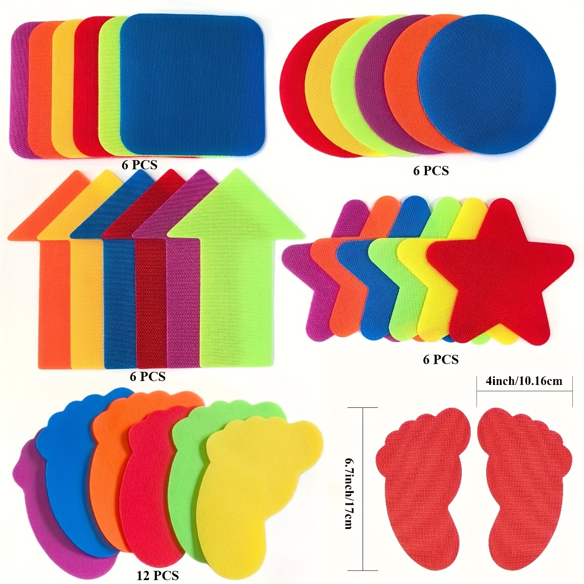 36pcs Carpet Sticker Markers - Mixed Shapes For Seat Marking, Sports Positioning, And