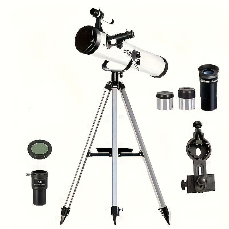 875x Astronomical Telescope | Professional Monocular Astronomy Hd For Space And Bird Watching With 3 Eyepieces, 5x Mirror, Moon Filter, Upright Mirror, Phone Holder - Manual Focus, 76mm Diameter