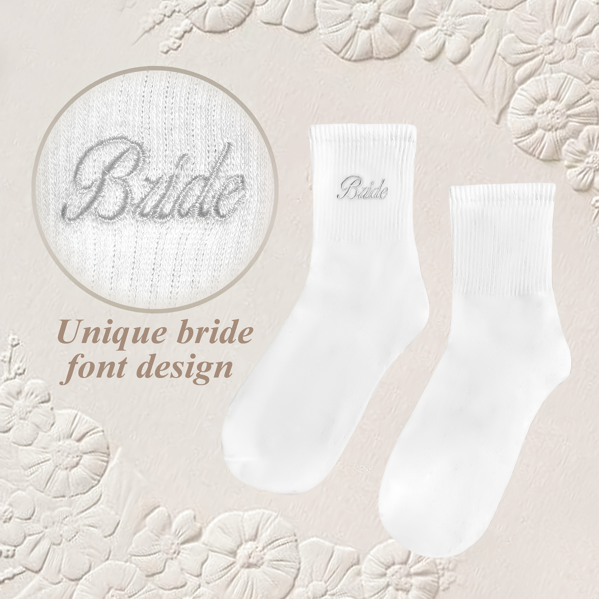 TEMU Embroidered Socks For Brides, Soft And Comfortable Ankle Socks, Perfect Gifts For Bridal Showers, Engagement Parties, Weddings, Proposals, For