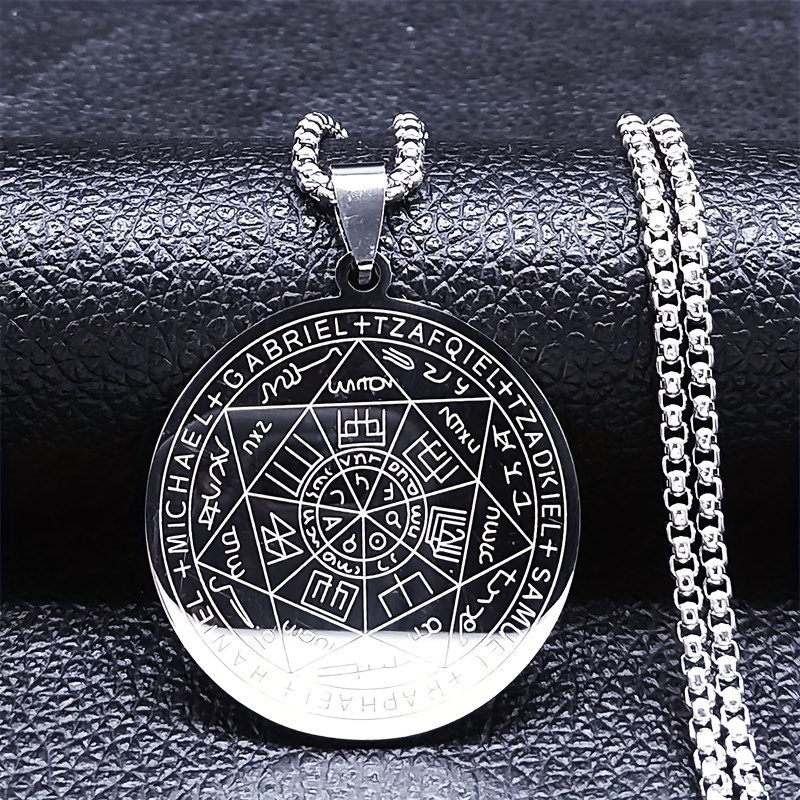 Classic Stainless Steel Magic Seal Pendant Amulet Necklace Fashion Jewelry