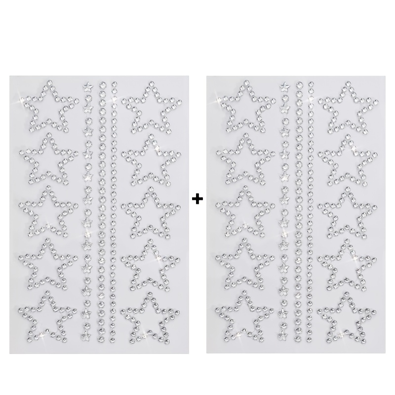 TEMU 2 Sheets Star Rhinestone Stickers, Self-adhesive Glitter Bling Pentagram Sticker, Y2k Retro Style Star Shaped Gems Sticker For Face, Hair,
