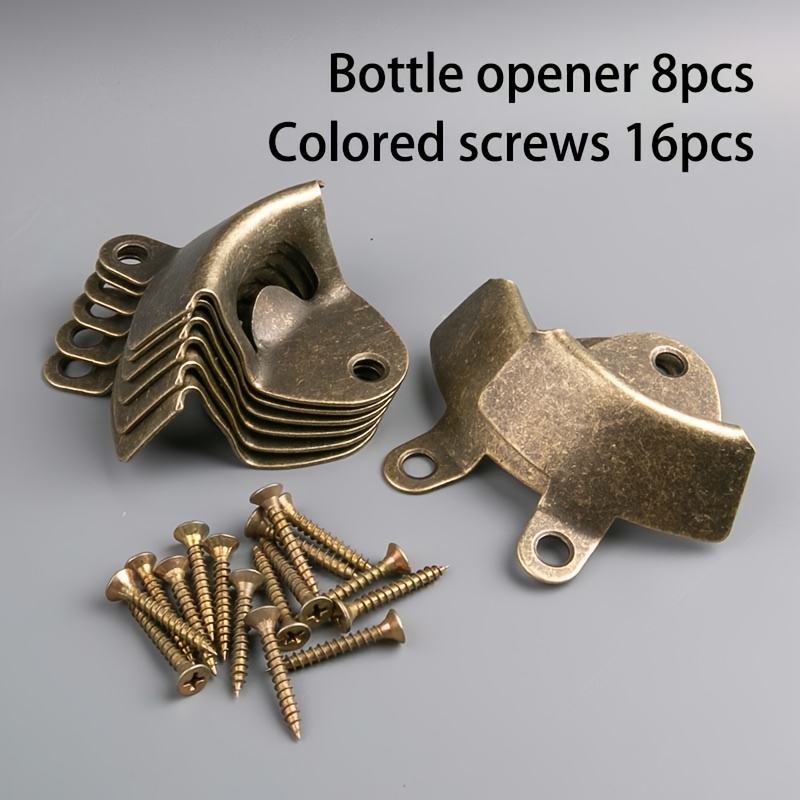 TEMU 6/24pcs Bronze Iron Bottle Opener + M4x30 Colored Screws, Wall-mounted Iron Bottle Opener, Wall-mounted Bottle Opener, Bronze