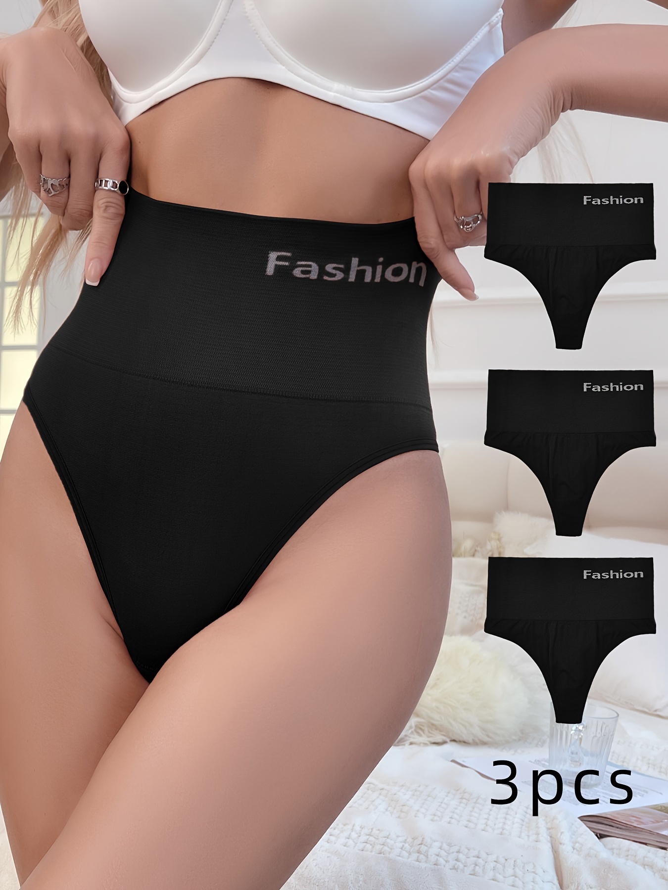 Letter Cheeky Shaping Panties High Waist Tummy Control Temu