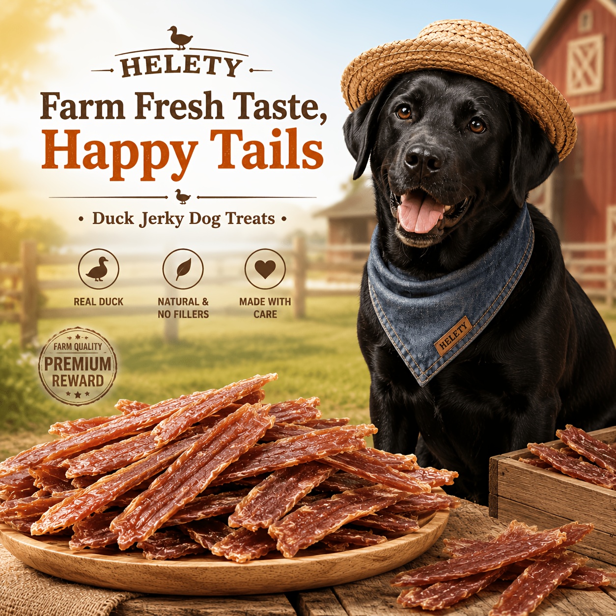 TEMU Duck Jerky Dog Treats 100g, Premium Dog Snacks, High Protein Training Rewards, Portable Treats For Outdoor Camping, Travel And Daily Reward