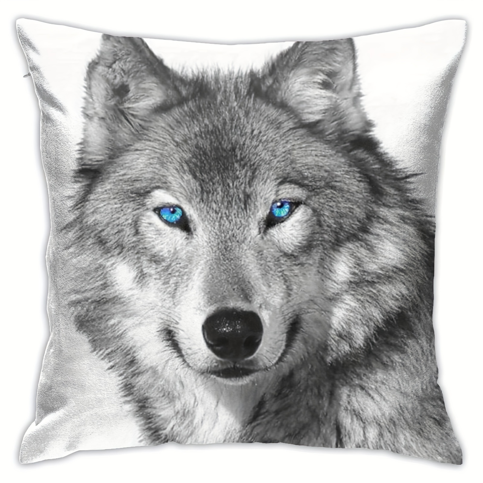 

1pc Blue-eyed Wolf Printed Twin Sides Decorative Throw Pillow Cushion Covers Throw Pillow Cases For Couch Bedroom Car 18 X 18 Inch