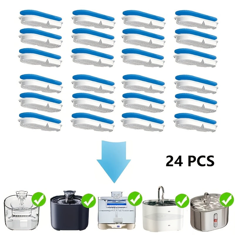 

24pcs Water Fountain Filters - Fresh, Clean Drinking For Indoor Cats - Includes Pre-filter Sponges & Activated Carbon