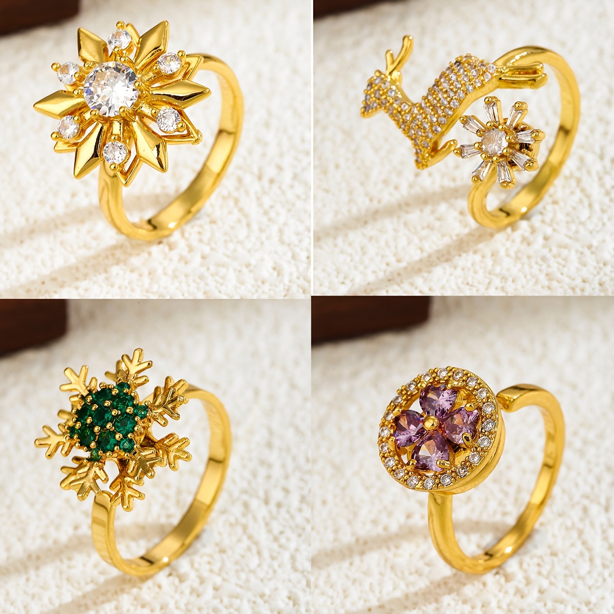 1pc luxury stainless steel adjustable ring with synthetic cubic zirconia rotatable   sparkling open   for   for valentines day music festivals Product details 2