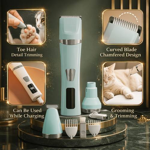 multifunctional pet grooming trimmer cat and dog hair clipper nail trimmer no clogging hair trimming and nail grinding 3 in 1 electric clipper for legs eyes and full body item 18pcsing