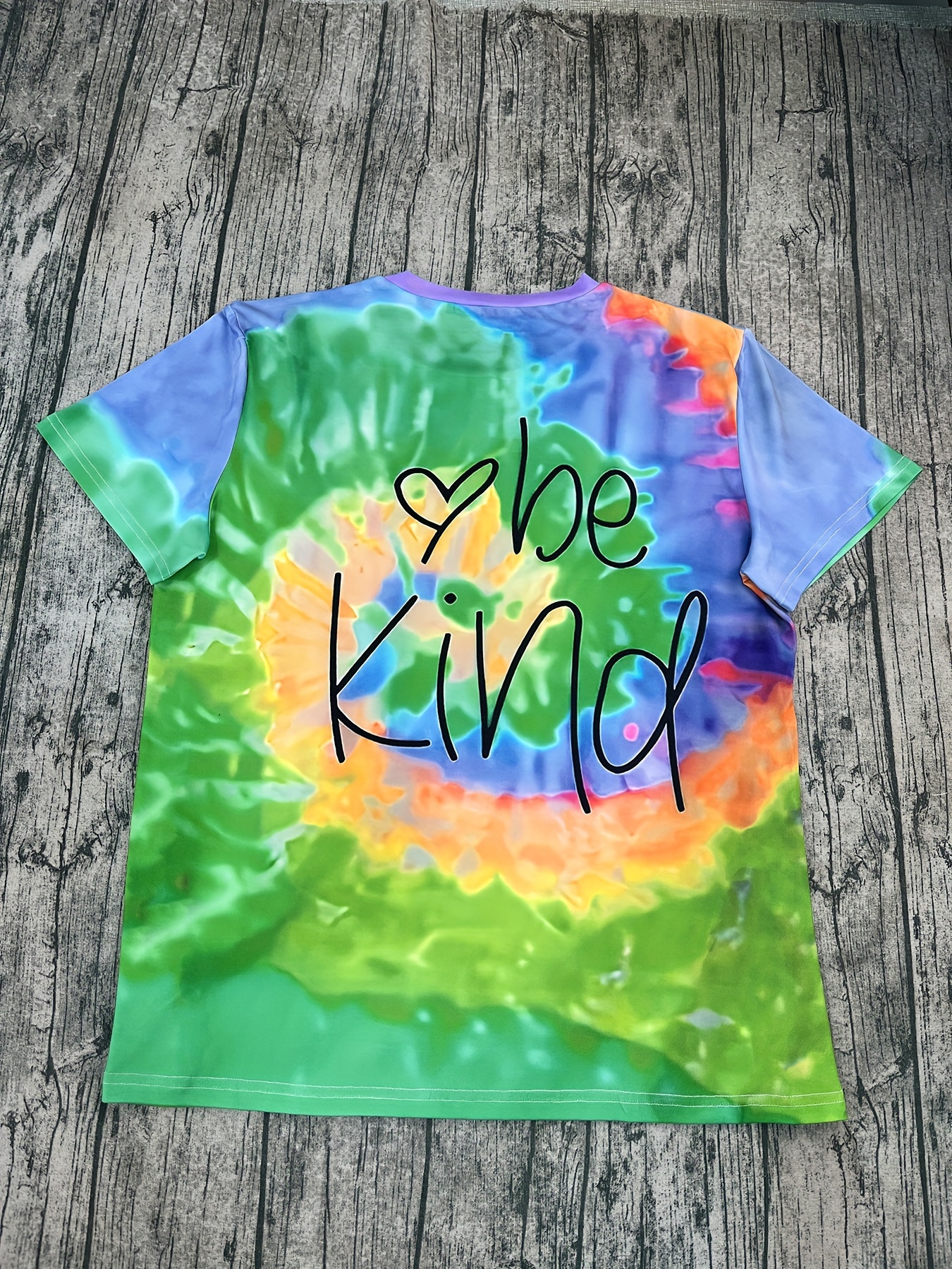 plus size wees lief tie dye print t shirt casual korte mouw Temu
