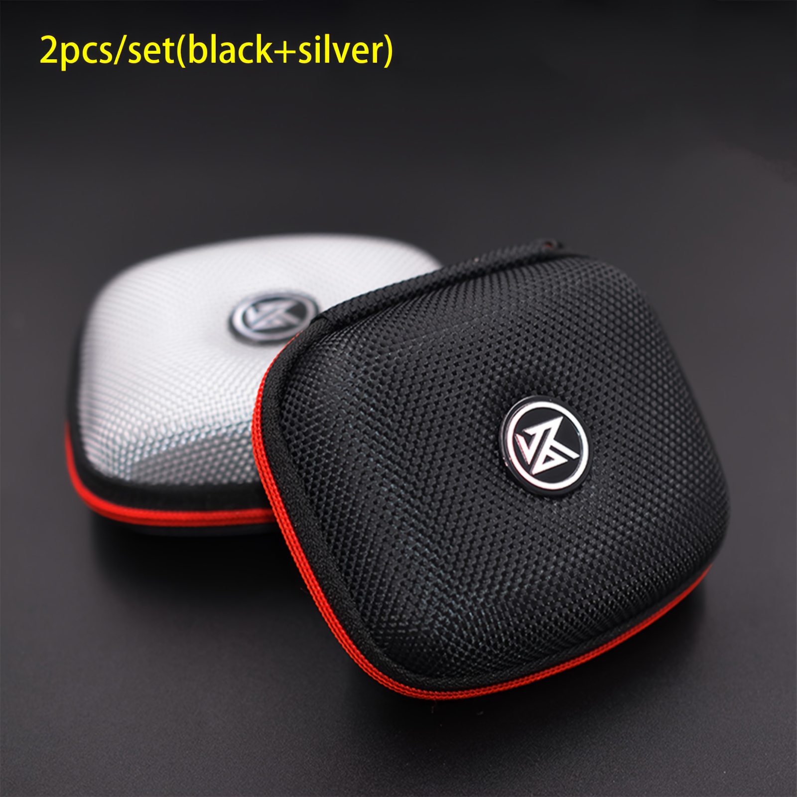 

2pcs/set Kz Headphone Storage Bag, Headphone Storage Bag, Square Portable Anti-pressure Headphone Storage Bag, Eva Zipper Bag, Silvery+black