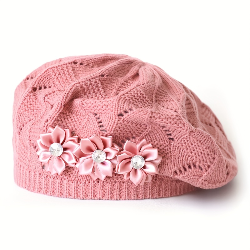 TEMU 1pc Floral Solid Women's Beret, Multiple Colors Available, Suitable For Daily Use, Women's Hat
