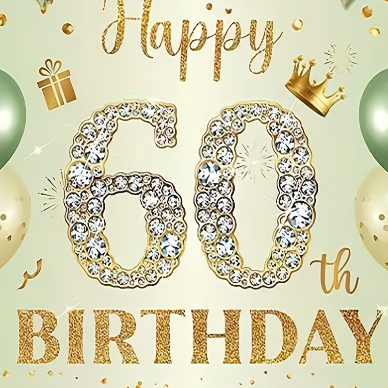 

1pc, Balloons 60th Birthday, Polyester Photography Backdrop Fabric 7x5ft, Birthday Banner Flag Supplies, Cake Table Party Decoration And Photo , Outdoor Celebration, , No Electricity Required