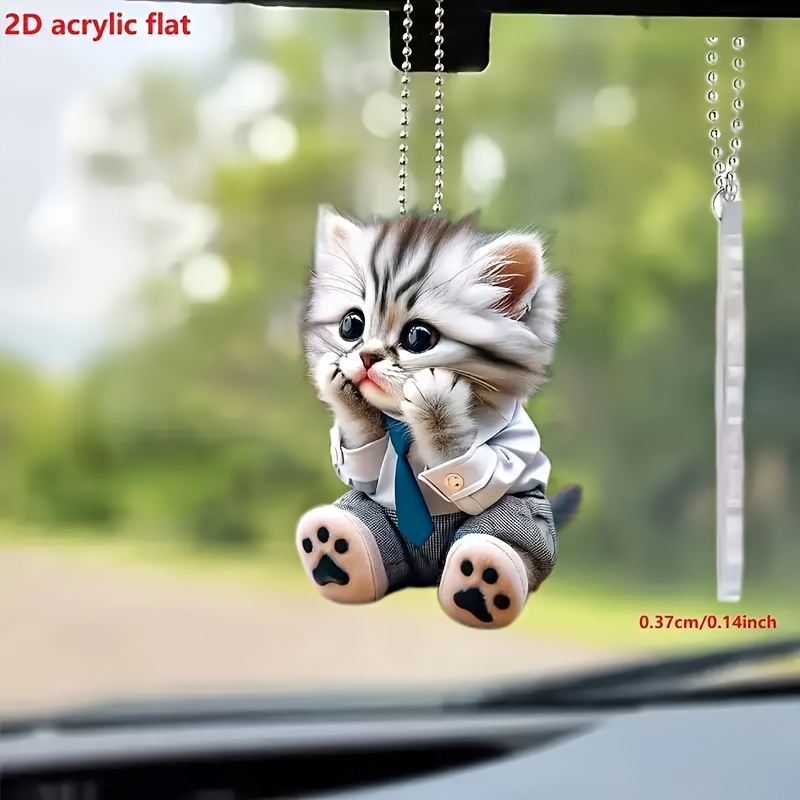 

1pc/2pcs Cute Acrylic Couple Cats 2d Car Pendant, Vehicle Interior Decor, Keychain Backpack Accessory, Gift Idea