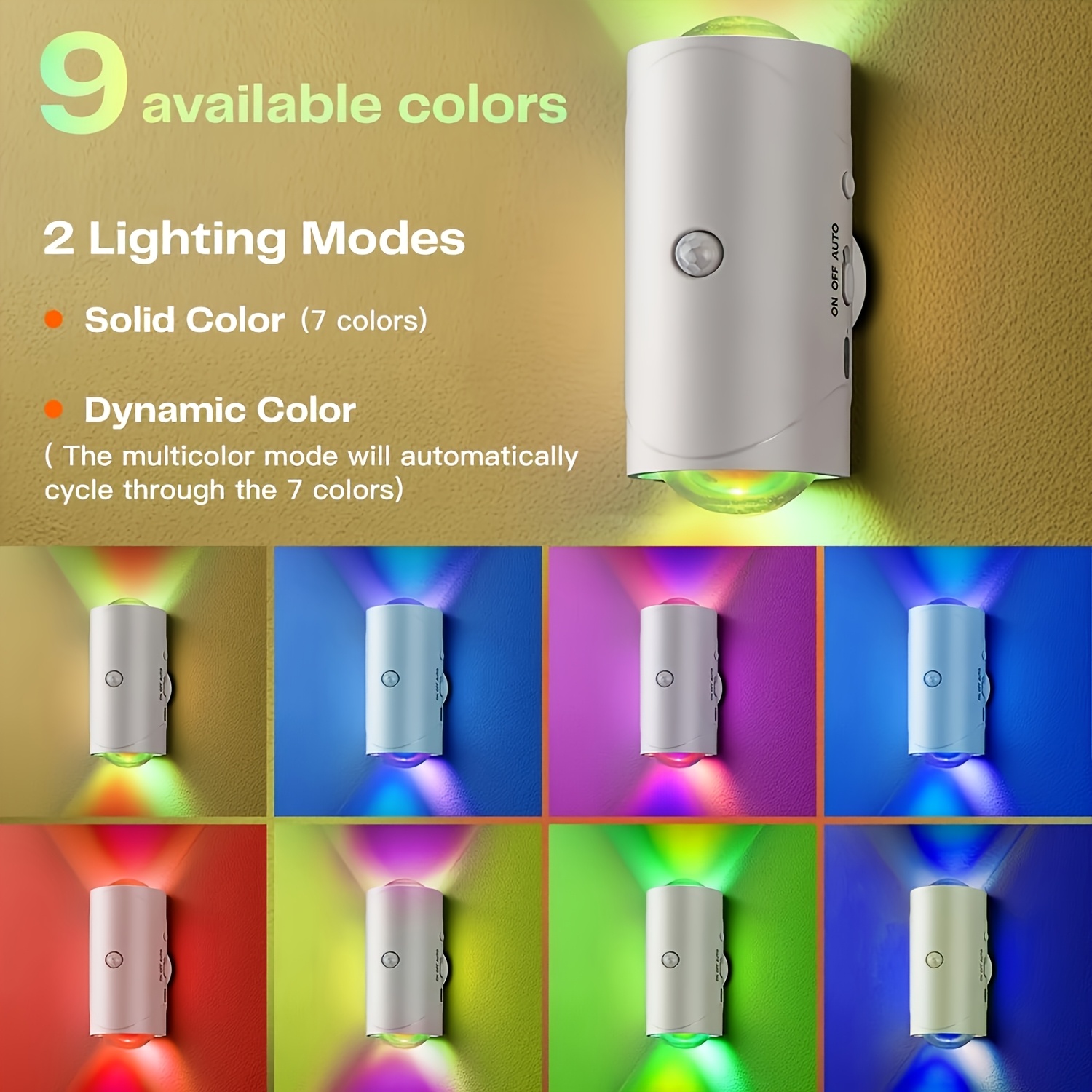 2pcs Rechargeable LED Smart Night Light Strip with Motion Sensor