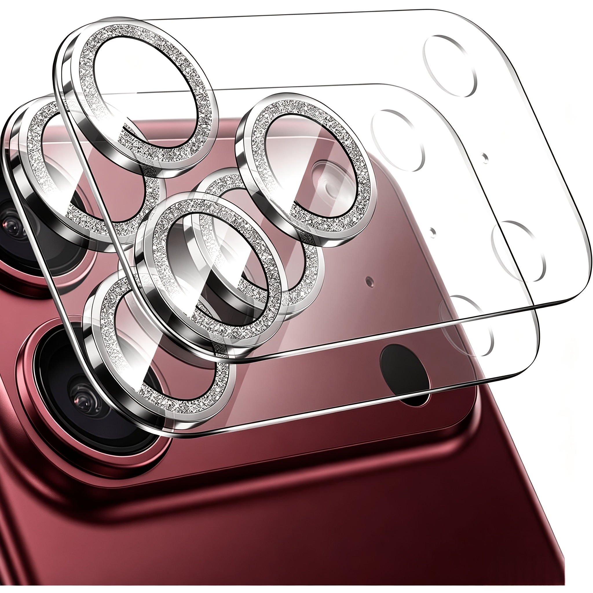 TEMU 2 шт. Блискучі захисні накладки на об'єктив камери, сумісні з iPhone 18 Pro Max, iPhone 18 Pro, iPhone 17 Pro Max, iPhone 17 Pro, твердість 9H,