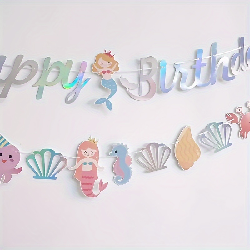 

Charming Mermaid Birthday Banner - Adorable Cartoon Paper Party Decor For Home & Room, Perfect For Celebrations & Holidays Mermaid Party Decorations Mermaid Birthday Decorations