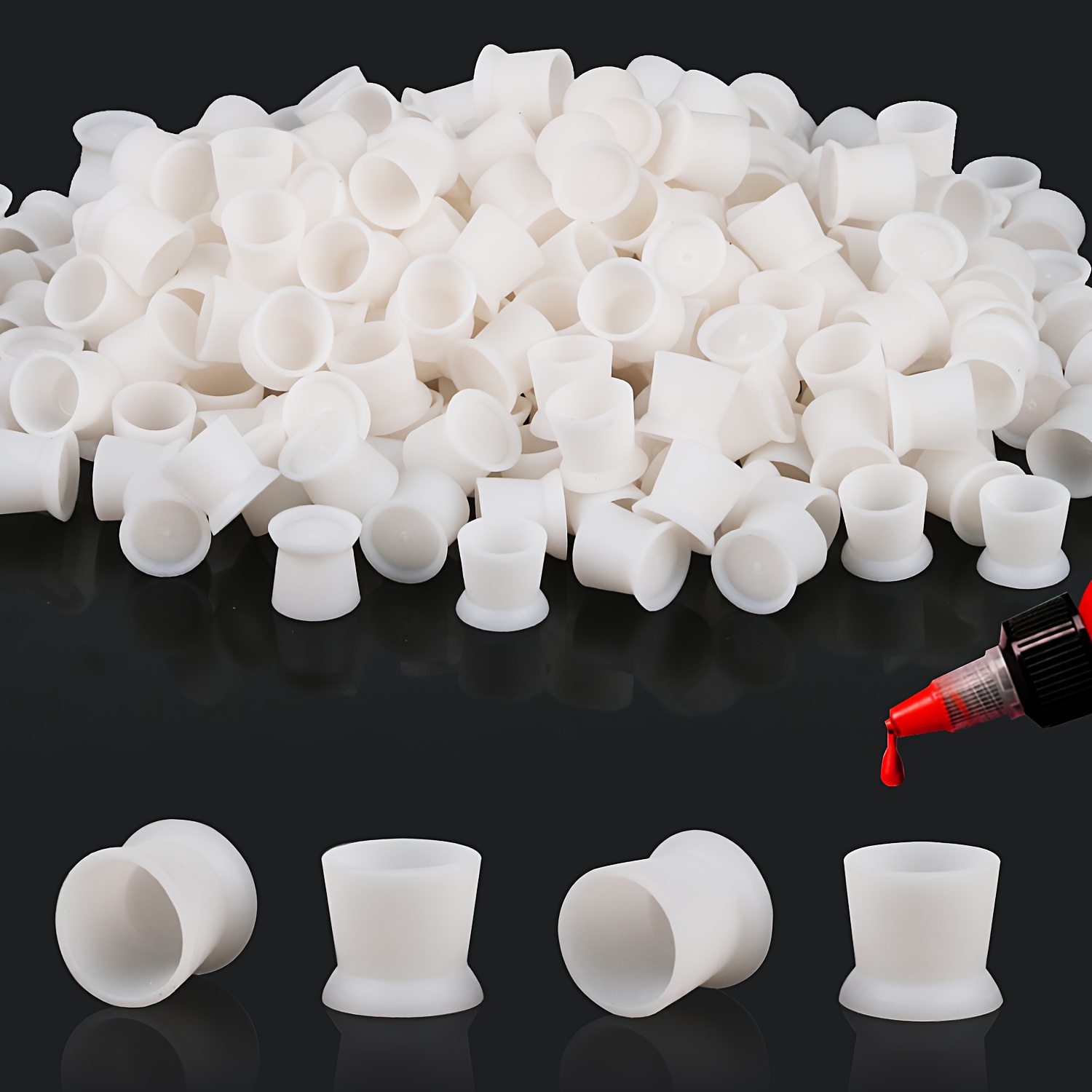 TEMU 50pcs Round Tattoo Ink Cups Tattoo Ink Cups Soft No Needles