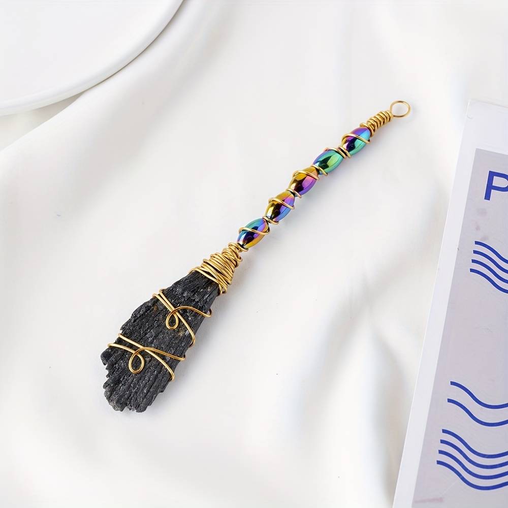 TEMU Natural Crystal Broom Aura Blaze Shape Ornaments Festival Decoration, Halloween Christmas Wedding Party Supplies, Holiday Arrangement, Room
