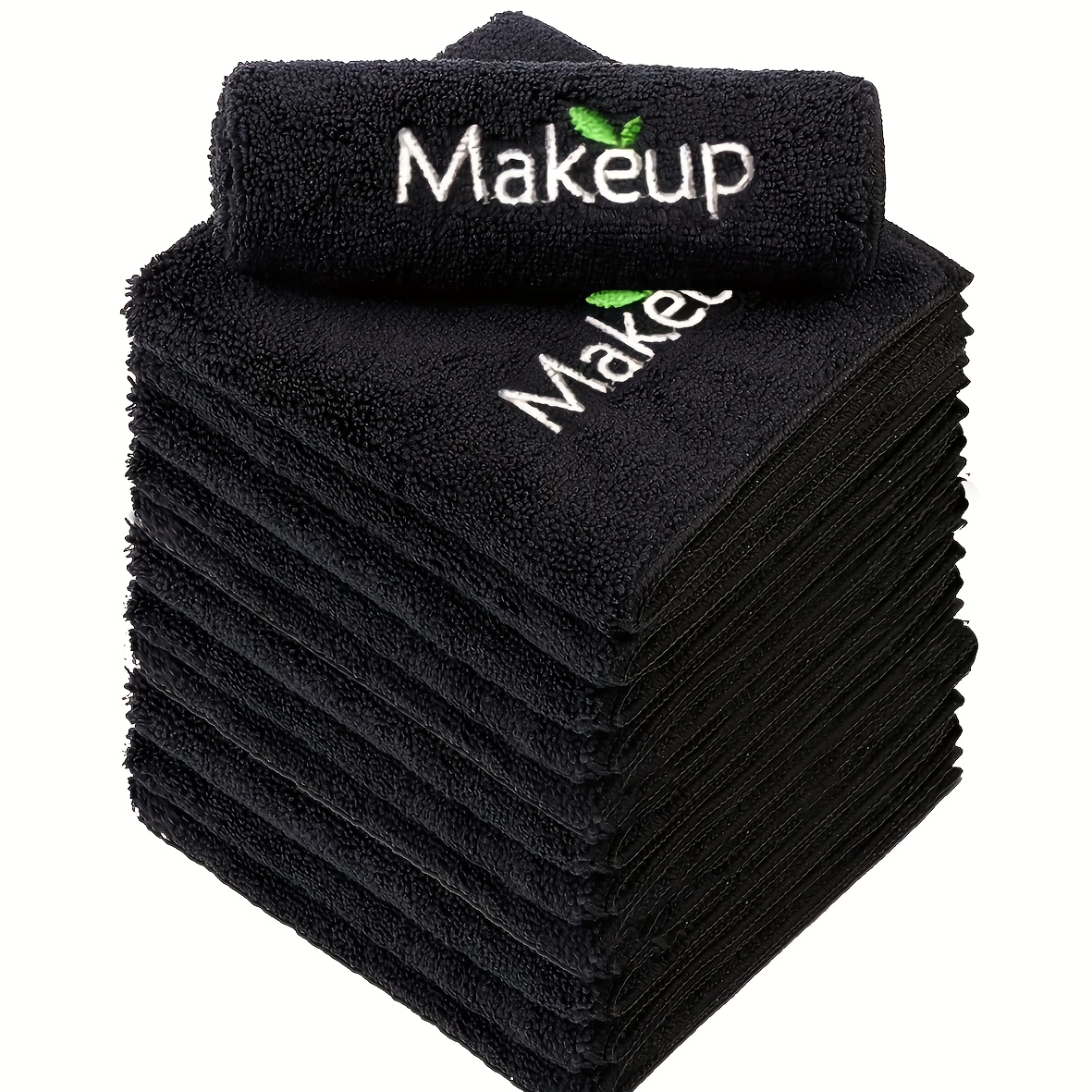 TEMU Microfiber Makeup Towels, Reusable Soft Absorbent Facial Cloths With Embroidery For Women' Beige Care, Contemporary Style