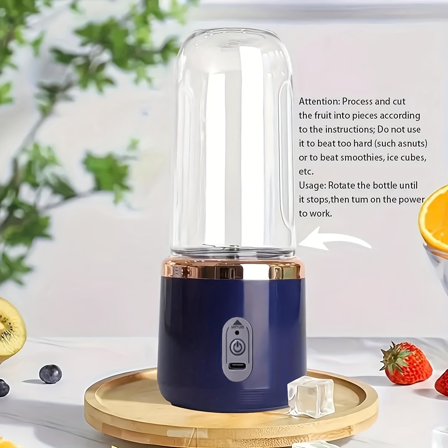 portable blender mini smoothie and shake mixer usb rechargeable   fresh   with   430g portable blender suitable for kitchen home and travel details 8