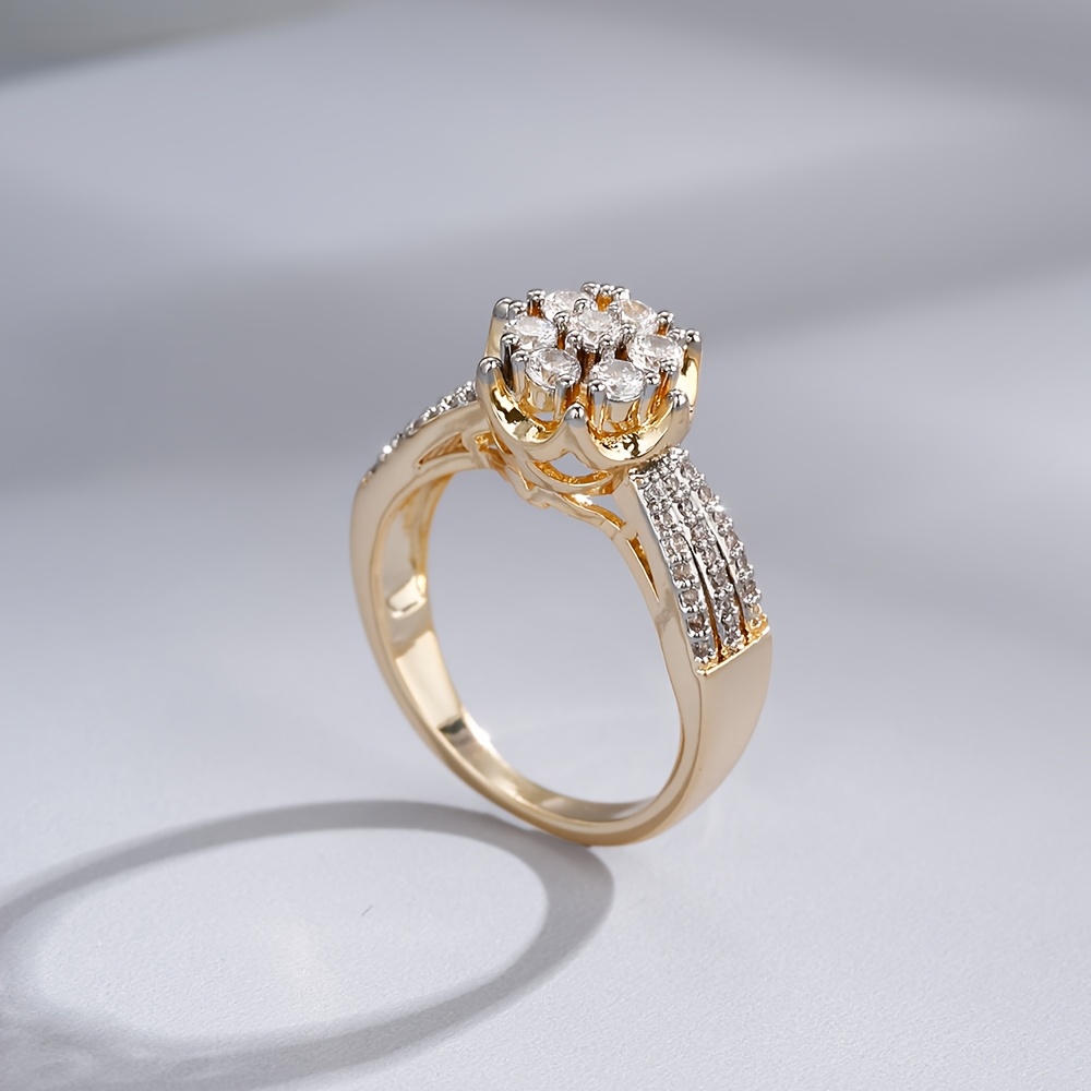 Light Luxury Floral Cluster Pave Synthetic Zirconia Earrings and Ring Set
