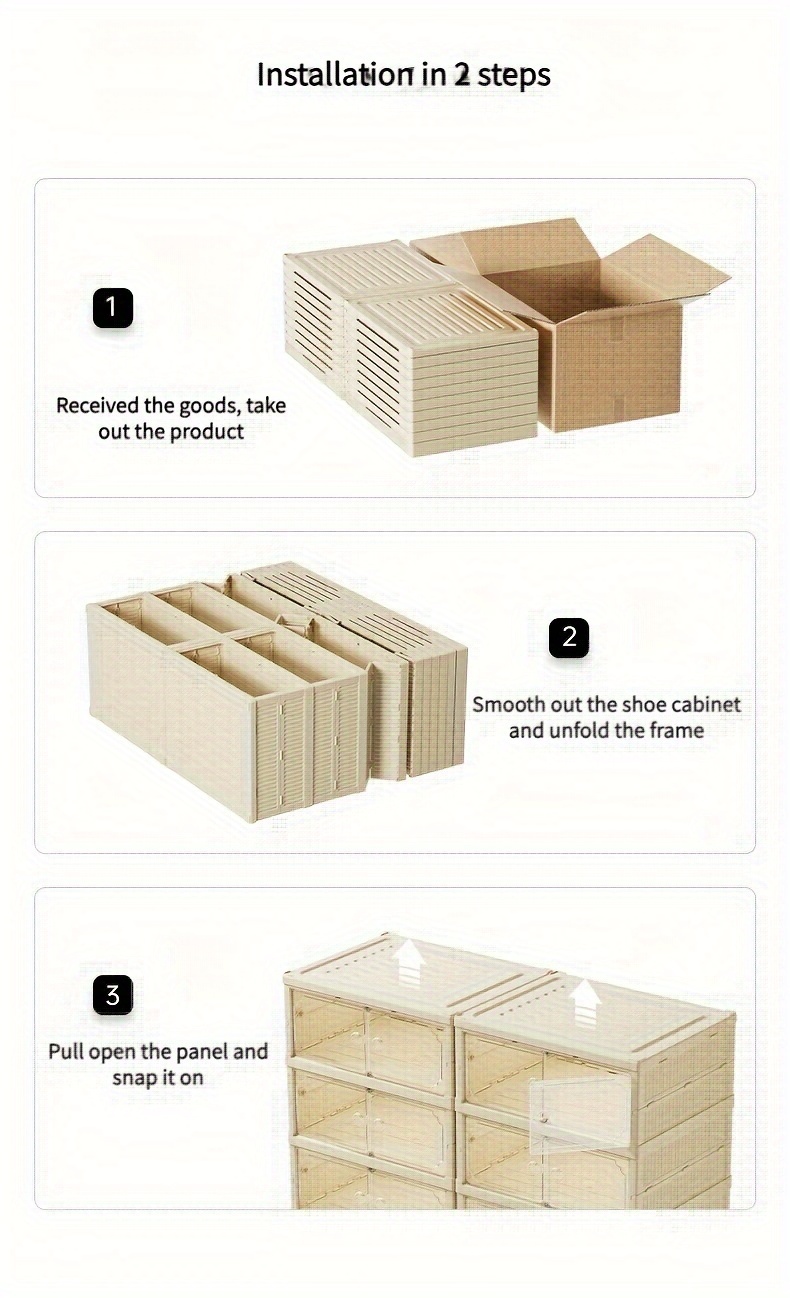 1pc foldable shoes boxes with   dustproof integrated shoes storage box multi layer shoe cabinet shoes organizer for bedroom hallway bathroom office living room household storage and organization details 1