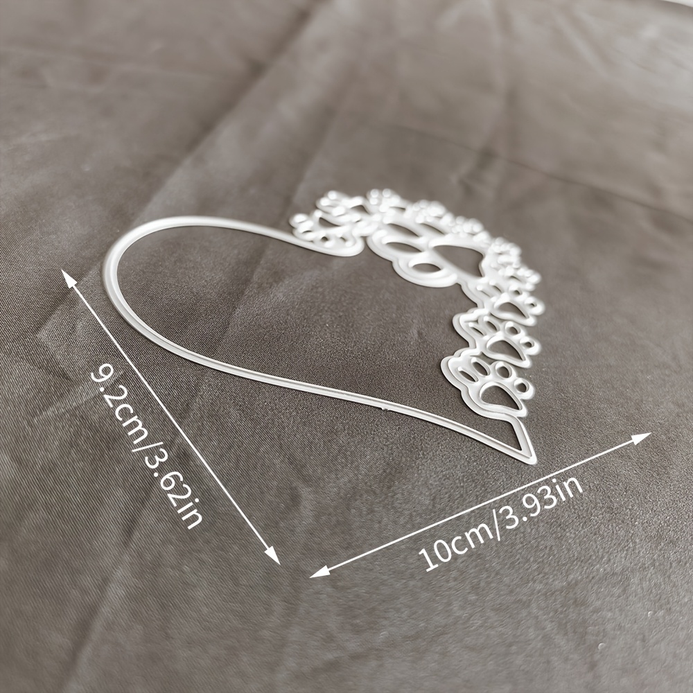 TEMU 1pc Heart And Paw Print Metal Die Cut, Diy Scrapbooking Embossing Stencil, Handmade Greeting Card Decoration Cutting Dies, Gift Card Making.