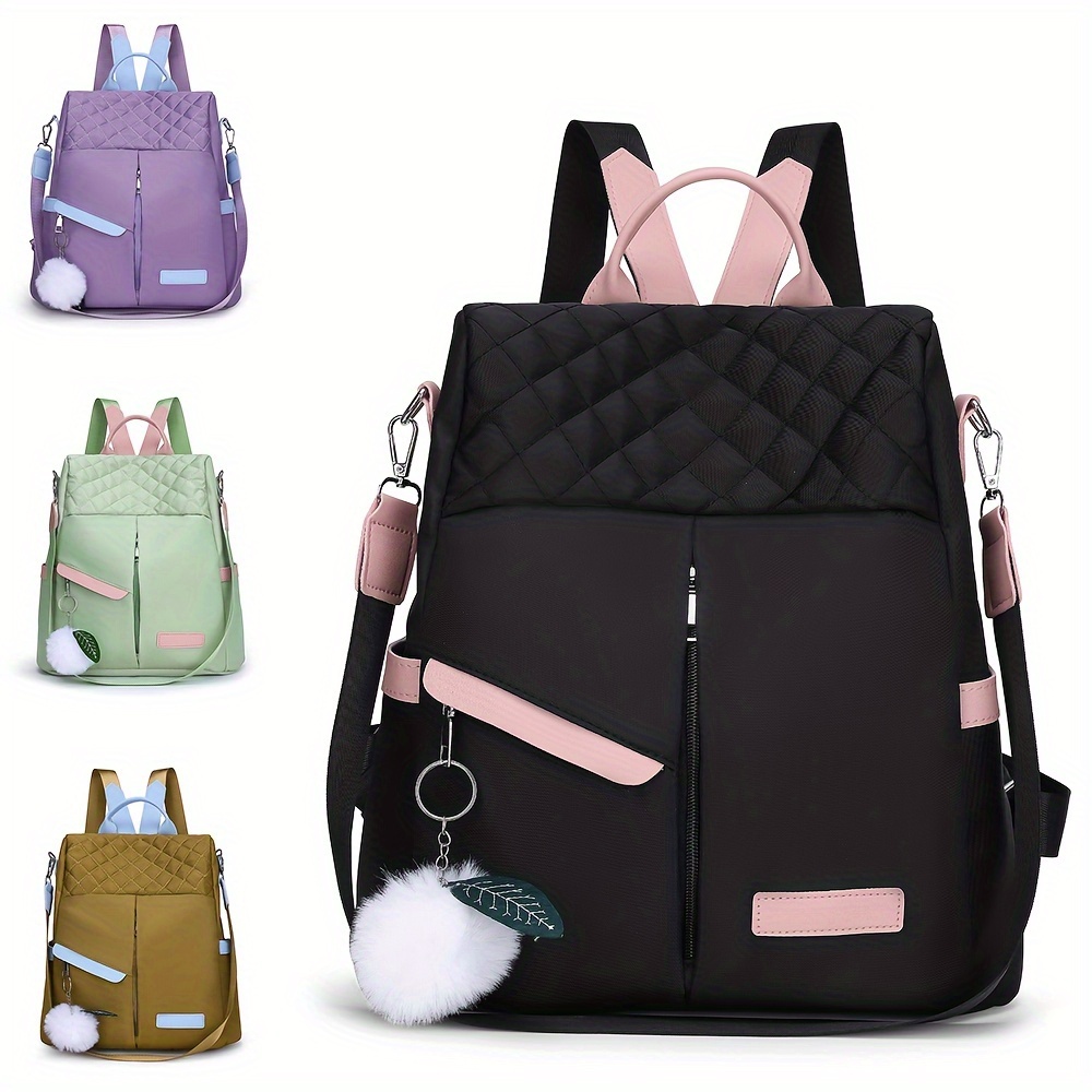 

Casual Oxford Cloth Backpack Purse, Convertible Shoulder Bag, Multifunctional Travel Schoolbag Daypack
