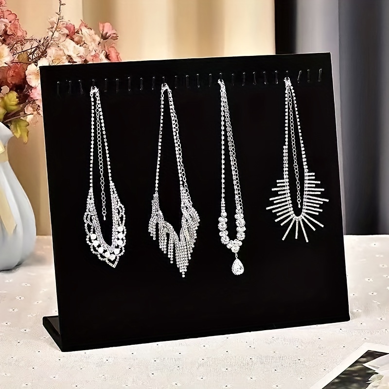 

Elegant Velvet Jewelry Display Stand - Necklace & Bracelet Organizer, Rectangular Hanging Rack For Accessories Storage, Beaded Display, ,