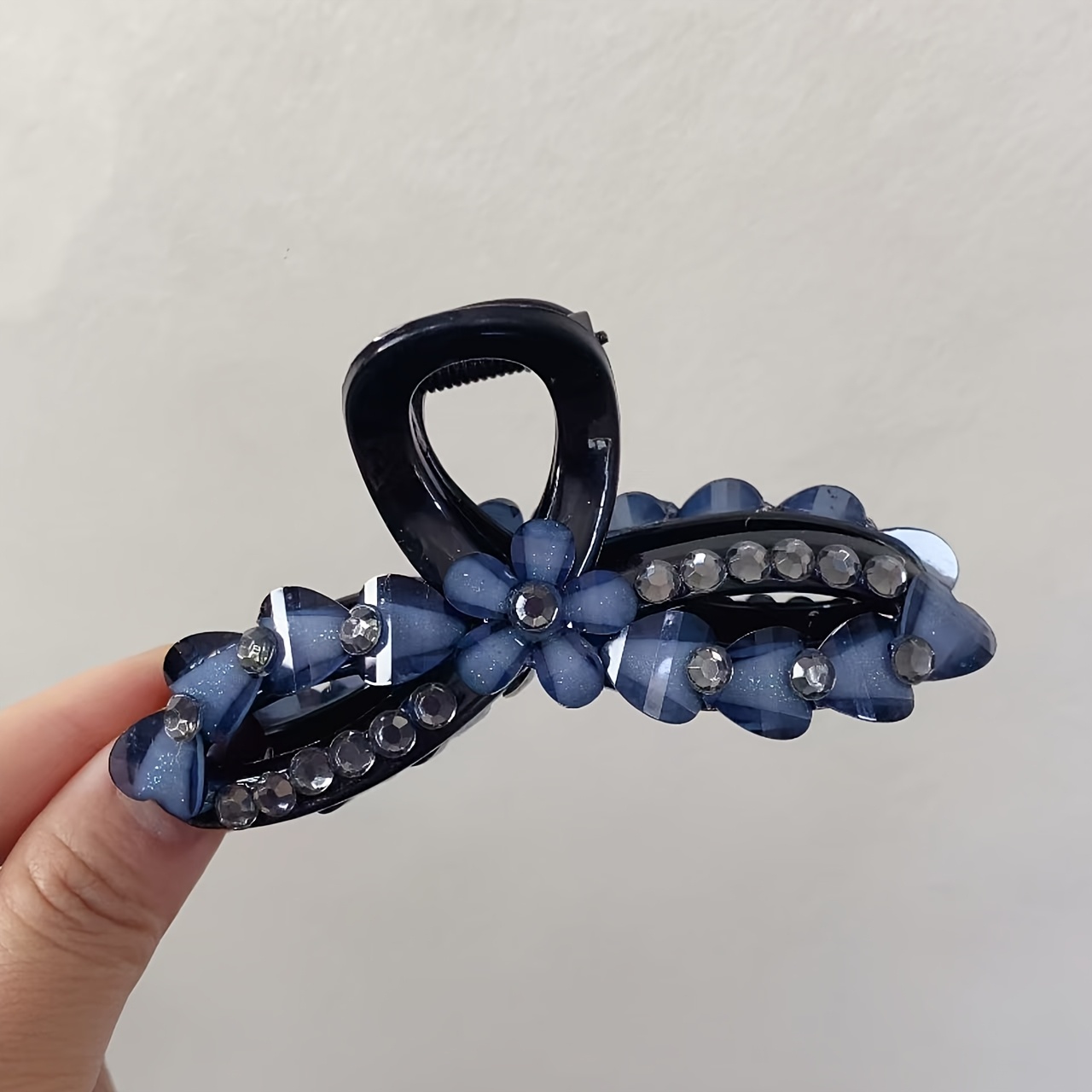 TEMU 1/2pcs Elegant Rhinestone Flower Hair Claw Clips, Large Non-slip Acrylic Shark Clips For Women, Sparkly Crystal Jaw Clips For Hair, Fashion Hair