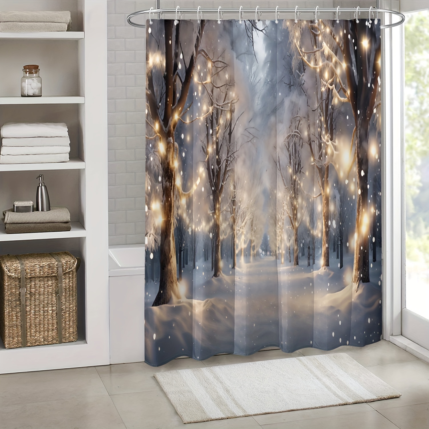 

1pcs Christmas Shower Curtain Set 180x180cm, Polyester Bathroom Curtain Plastic , , , , Decor