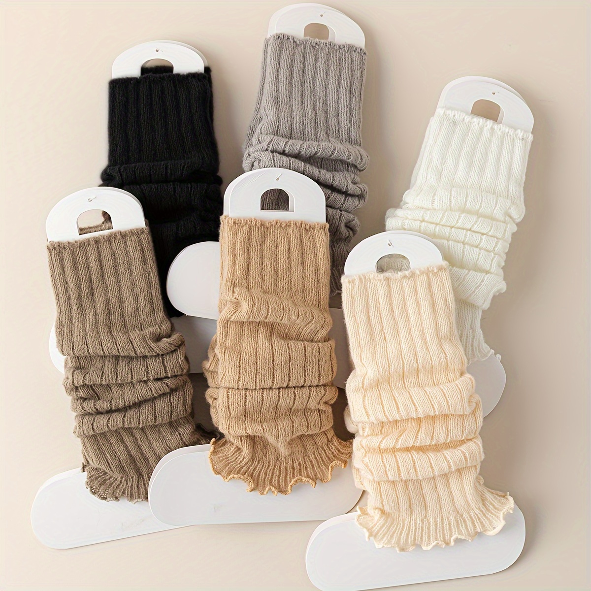 

4 Pairs/6 Pairs Of Socks For Women Autumn And Winter Simple Pile Pile Warm Matching Color Knitted Spring Leg Set Calf Socks Style