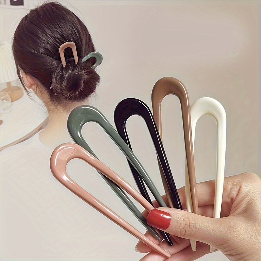 

Women's 5-piece Hair Styling Set - U-shaped Wavy Hair Forks, Resin Bun Makers, Hairpins For Hairstyles, Multicolor Hair Styling Comb Clips For Normal Hair Types, Durable Hair Accessories Kit