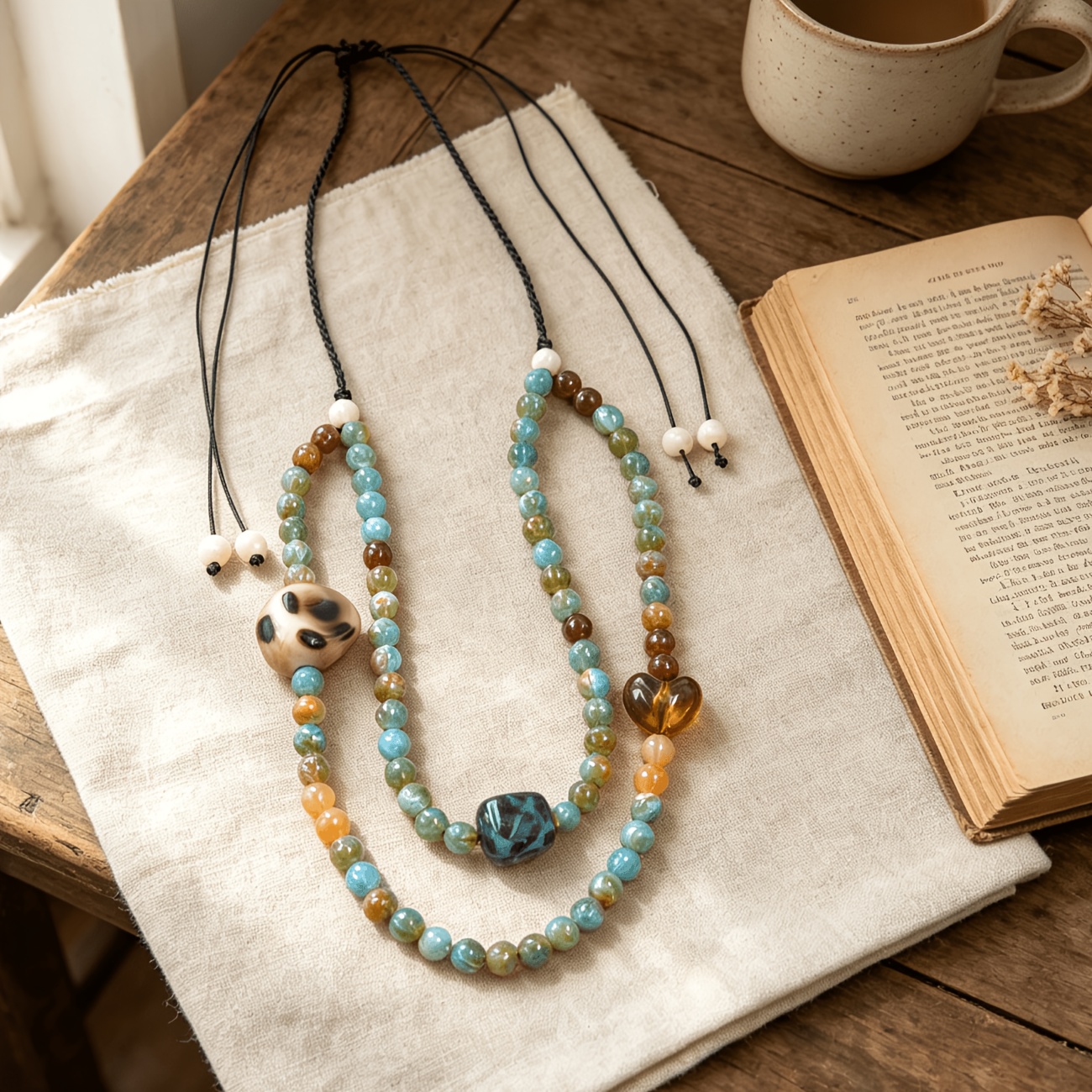 Bohemian Double Layer Faux Stackable Long Necklace