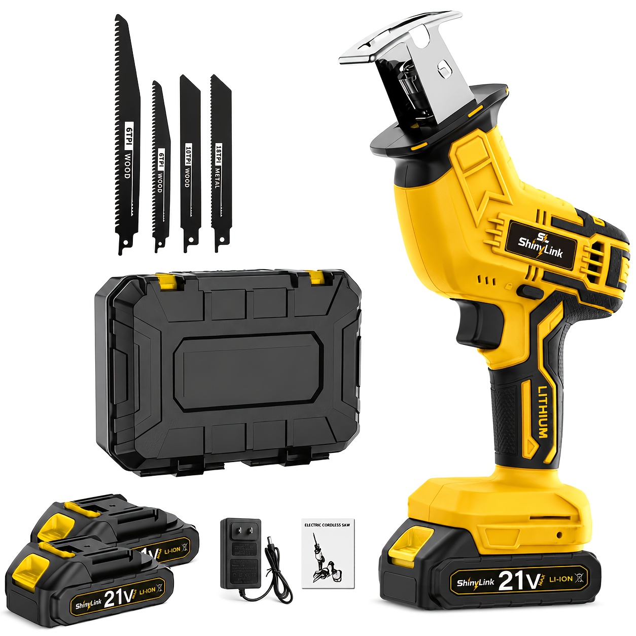 TEMU Multi Functional Reciprocating Saw, Wireless Woodworking Saw, Garden Saw, Kit, With 1 Battery, Suitable For Cutting Wood Metal Pvc Cutting,