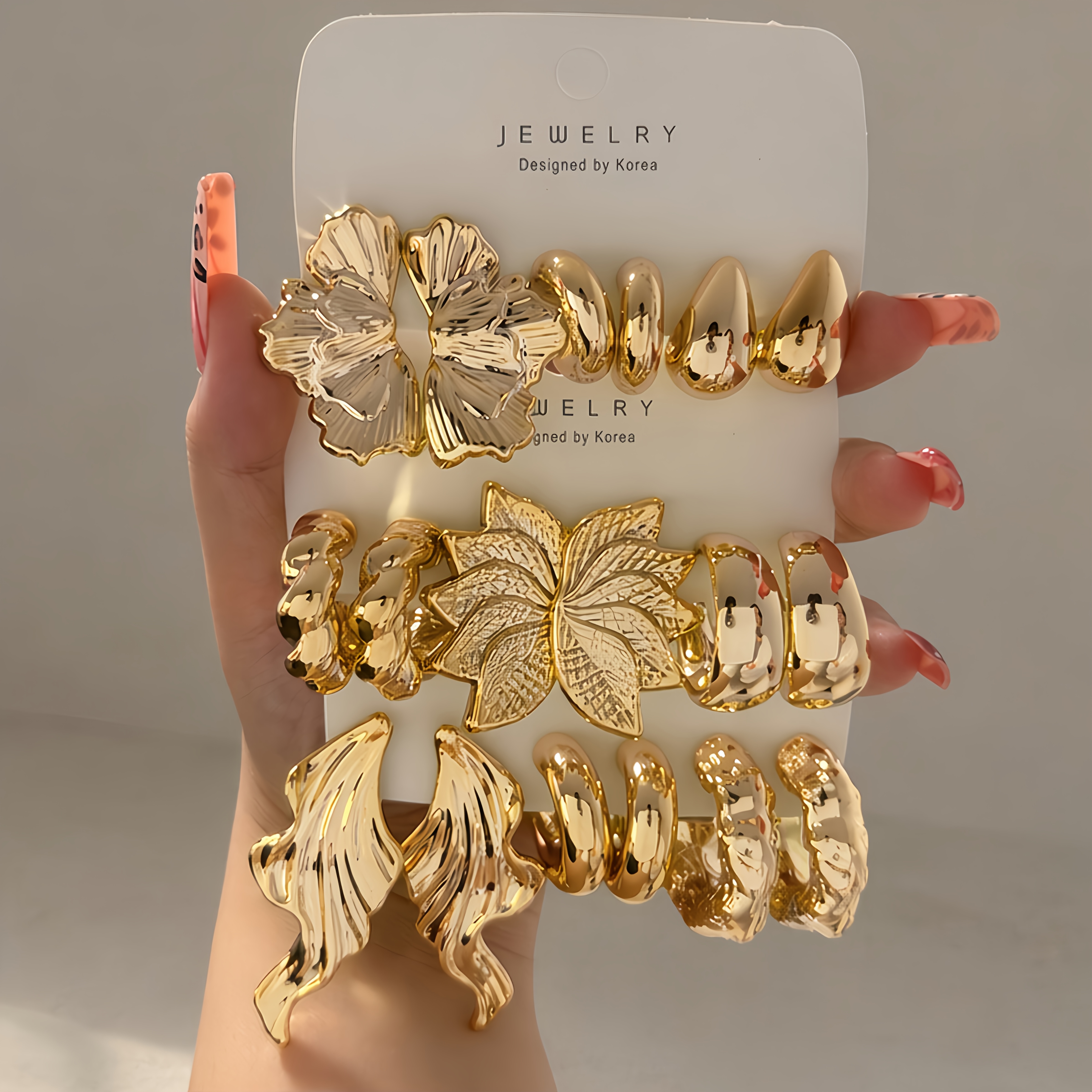 TEMU Juego de 6/18 piezas de aretes dorados, a y elegantes, con diseños de flor, hoja, y de C, adecuados para uso diario de mujer
