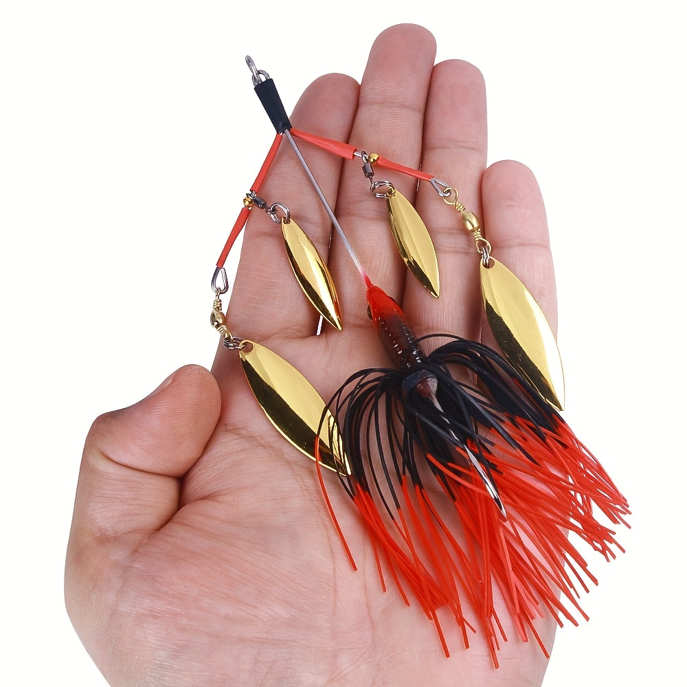 5pcs Fishing Spinnerbait, Bionic Skirt Jig With Willow Blades, Fishing  Tackle For Bass Pike